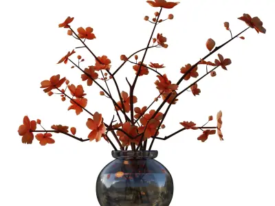 ORANGE BOUQUET in a Glass Vase Free 3D model