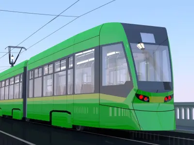 Bridge with Stadler tram 3D model