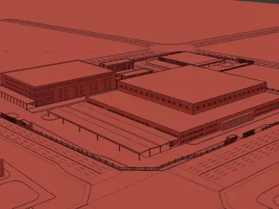 Industrial buildings factories industrial parks 3D model purchase