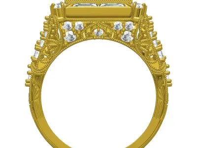 Antique Vintage Art Deco Engagement Ring 3D print model