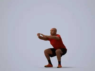 00373Carl007 - Adult Black male crouching during exercise in 3D model