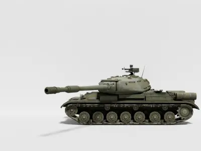 Military Tank Model High Poly  With Cannon And Missile Rigged 3D model