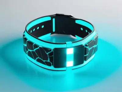 Glowing Neon Cyan Wristband 3D model