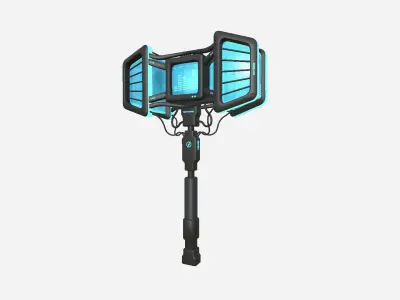 SciFi War Hammer A01 Black Blue - Sci Fi Weapon Design Low-poly 3D model