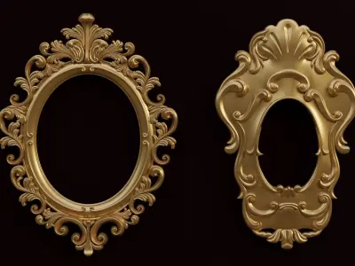 15 STL Files of Mirror Photo Frames for CNC Machining Blender 3D model