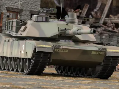 Oshkosh M1070 Tank Transporter M1000 Semi-Trailer with M1 Abrams 3D model