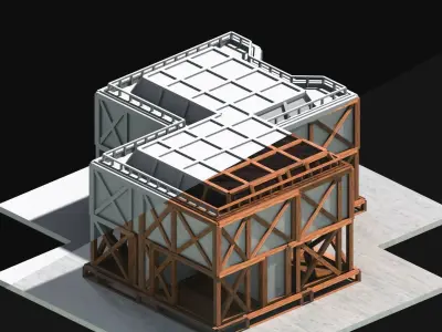 Medieval Low Poly Building Castle Wooden Village Stone House 36 Low-poly 3D model