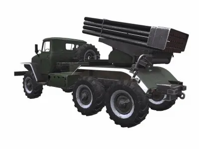 BM-21 Grad Self-Propelled Multiple Rocket Launcher Low-poly 3D model