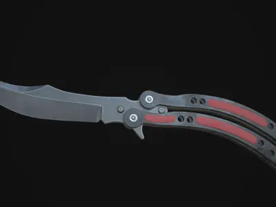 Butterfly knife Low-poly 3D model 3