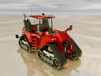 Modern Tracked Tractor 3D Model Low-poly 3D model
