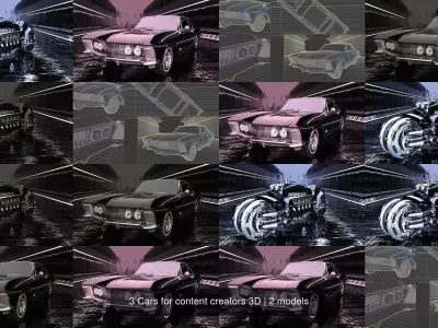 3 Cars for content creators 3D 3D Model Pack