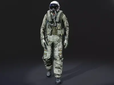 Modular US Air Force Pilot Low-poly 3D model