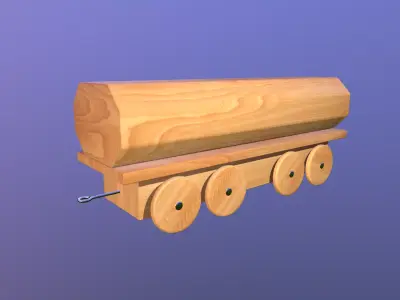 Wooden Toy Train - Tank Wagon Low-poly 3D model