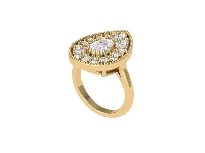 Pear Art Deco Ring 3D print model 4