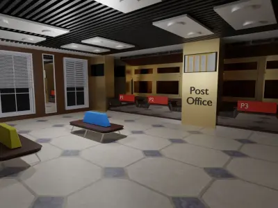 Post Office Interior Low-poly 3D model order