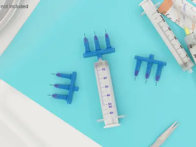 Multi Injector 3 Needles Straight Blue 3D model