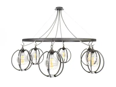 F C S C G C six light chandelier with glass globes 3D model