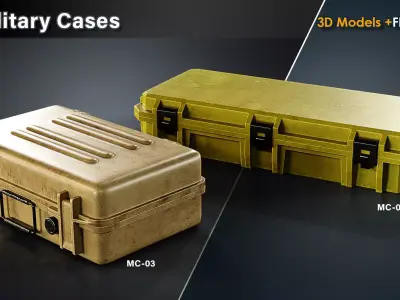 15 Military Cases Game Ready Low-poly 3D model