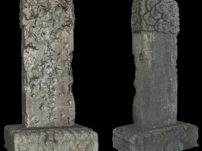 3d Korean style Gravestone High poly mesh 3D model