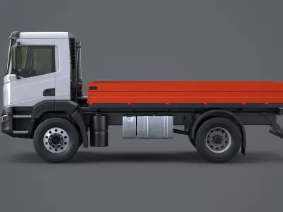 Realistic Flatbed Truck 3D model