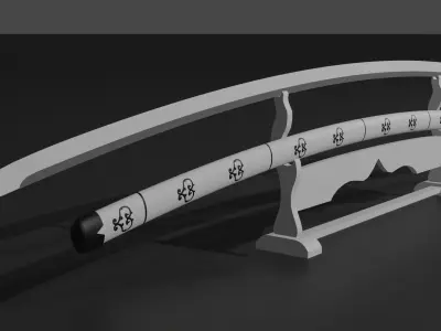 Base Katana with scabbard and Katana stand 3D model