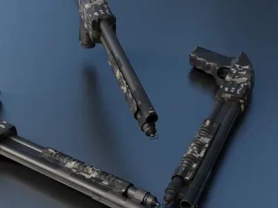 shotgun gun with camouflage pattern 3D model