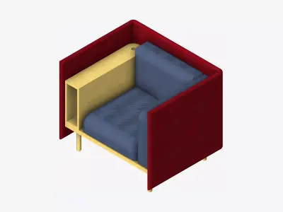 Sofa - Contemporary - Flame - Chair - 90h - Armrest Shelf - Left Low-poly 3D model