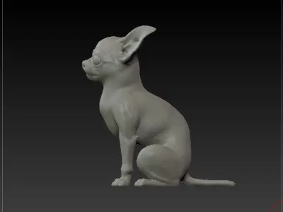 chihuahua dog solid model monochromatic 3D model