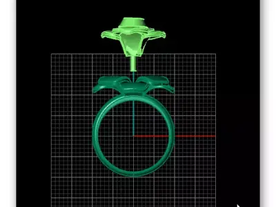 rose flower gold ring 3 part 3D print model