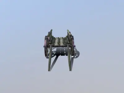 Medieval Cart Low-poly 3D model 4