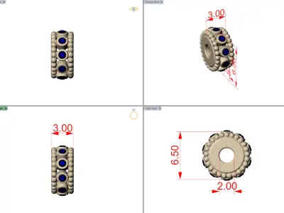 silver charm with gems 3D print model