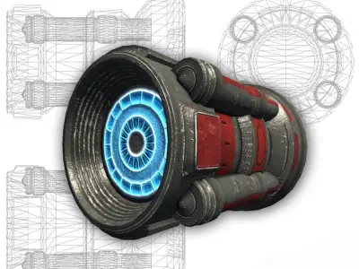 Starship engine 01 Sci-fi low poly Low-poly 3D model