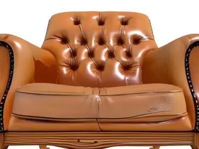 Classic Tufted Leather Armchair Low-poly 3D model