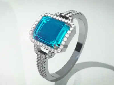 Ring render topaz with diamonds 3D model