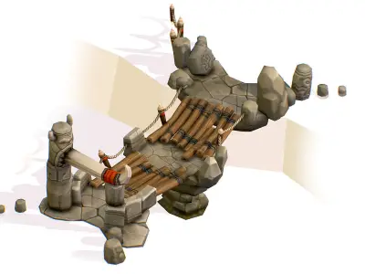 Wooden Structure Suspension Bridge Low-poly 3D model purchase