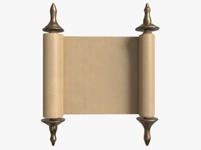 Ancient Scroll With Metal Rods blank 01 3D model