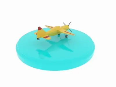 Airplane cartoon - 02 Low-poly 3D model