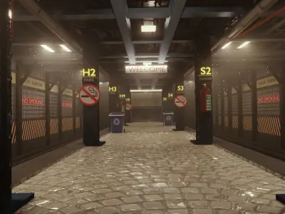 Subway station interior  Low-poly 3D model