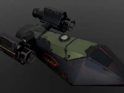Spaceship Low-poly 3D model old rusty Low-poly 3D model