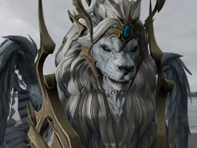 Seraphic Roar beast Animated Rigged 3D Model Low-poly 3D model