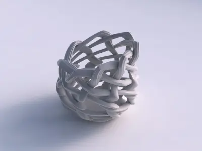 Vase wide on top part with interlacing lattice and extruded l... 3D print model 5