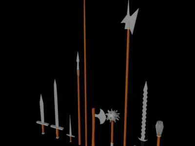 Medieval weapons pack low poly Low-poly 3D model