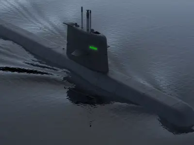 HMS Gotland submarine 8K 3D model