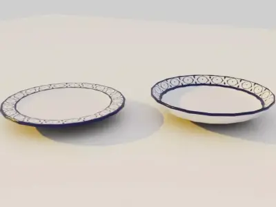 Thai Lai Kram Ceramic Plate Set Low-poly 3D model