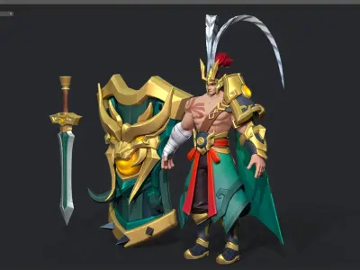 Sword shield Low-poly 3D model purchase