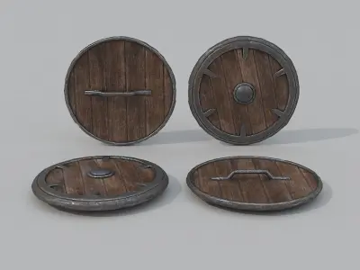 Shield Low Poly PBR wooden Low-poly 3D model