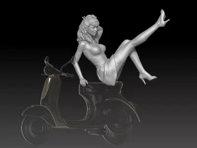 PIN UP and vespa girl 3 3D print model