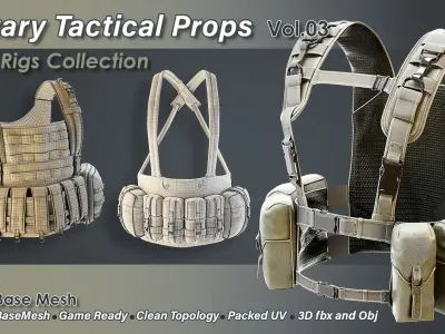 Military Props Vol 03 Chest Rigs Collection Low-poly 3D model