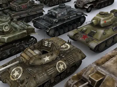 WW2 Tanks collection Low-poly 3D model