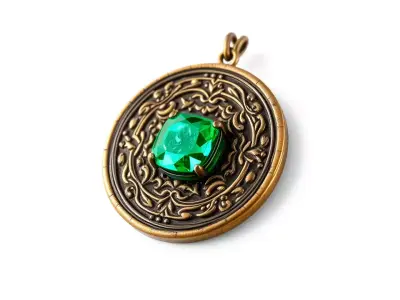 Antique Emerald Pendant model pack Low-poly 3D model